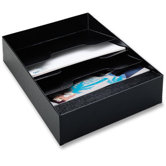 Short Stationary Rack,w/ Dividers, 11-3/"x14-5/8"x3-1/4", Black