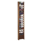 Literature Display Rack, 11"x3-3/4"x66", 18 Pockets, Med.Oak