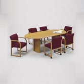 Contemporary Series 120" Oval Conference Table with Radius Profile (Split Curved Panel Base)