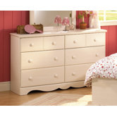 Summer Breeze White Wash Double 6-Drawer Dresser