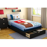Twin 39" Platform Bed with Drawer in Pure Black