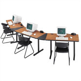 Smart Tables: 24" x 72" Rectangle Thermofused Melamine Conference Table With Fixed Bases and 30 Degree Corner Wedges