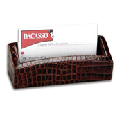 2000 Series Crocodile Embossed Leather Business Card Holder in Brown