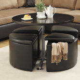 Rowley Gas Lift Coffee Table with Ottomans