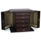 Diva Dark Mahogany Jewelry Chest with Pale Sage Lining