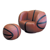 Basketball Kid's Sports Novlety Chair and Ottoman Set