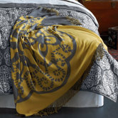 Medallion Throw Reversible in Storm Grey / Mustard