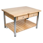 Cucina Americana Prep Table with Wood Top