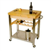 Cucina Americana D'Vino Kitchen Cart with Wood Top