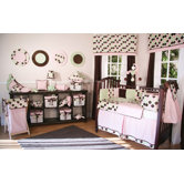 Minky Pink Chocolate Polka Dot Crib Bedding Collection