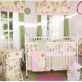 Minky Pink Bubbles 4 Piece Crib Bedding Set