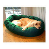 Bagel Dog Bed in Green and Sherpa