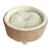 Round Nest Pet Bed in Light Brown Suede