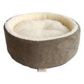 Round Nest Pet Bed in Olive Green Suede
