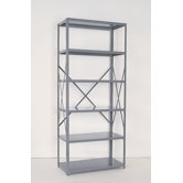 Industrial Clip Open Shelving: Angle Post Units with 6 Shelf Frames; Starter Unit