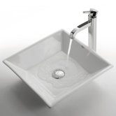 Ceramic 4.5" x 16.5" Square Sink in White with Ramus Single Lever Faucet