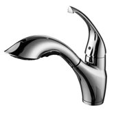 One Handle Single Hole Pull Out Kitchen Faucet with Soap Dispenser