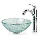 Broken Glass 14" Vessel Sink and Rivera Faucet