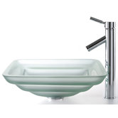 Square Frosted Oceania Glass Sink and Sheven Faucet