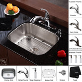 Stainless Steel Undermount 23" Single Bowl Kitchen Sink with 11" Kitchen Faucet and Soap Dispenser