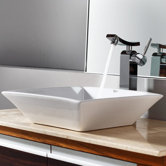 Combos Square Ceramic Sink and Single Hole Faucet with Single Hande