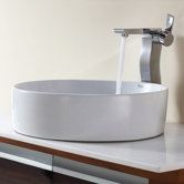 Combos Round Ceramic Sink and Single Hole Faucet with Single Hande