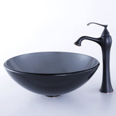 Glass Vessel Sink and Single Hole Faucet with Single Handle