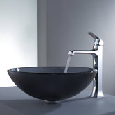 Black Glass Vessel Sink and Decorum Faucet
