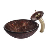 Venus Glass Vessel Sink and Waterfall Faucet