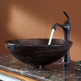 Copper Illusion Glass Vessel Sink and Ventus Faucet