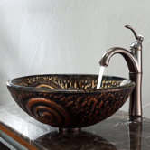 Luna Glass Vessel Sink and Riviera Faucet