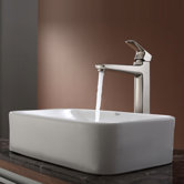 19" x 12 White Rectangular Ceramic Sink and Virtus Faucet
