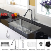 30 inch Undermount Single Bowl Stainless Steel Kitchen Sink with Chrome Kitchen Faucet