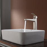 19" x 15" White Rectangular Ceramic Sink and Virtus Faucet