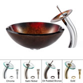 Mercury Glass Vessel Sink and Waterfall Faucet
