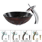 Magma Glass Vessel Sink with Waterfall Faucet