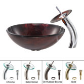 Saturn Glass Vessel Sink with Waterfall Faucet