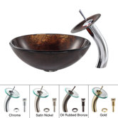 Jupiter Glass Vessel Sink with Pop Up Drain and Mounting Ring
