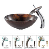 Pluto Glass Vessel Sink with Waterfall Faucet