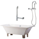Tella 67" Contemporary Tub with Wall Mount Faucet and Lever Handles in Polished Chrome