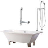 Tella 67" Rectangle Contemporary Tub with Lever Handles in Polished Chrome
