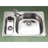 Premiere Designer Topmount Double Bowl 80/20 Kitchen Sink with Small Left Bowl in Satin