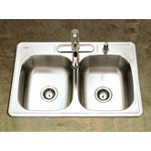 Glowtone Topmount Double Bowl 22 Gauge Kitchen Sink in Satin