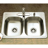 Glowtone Topmount Double Bowl 18 Gauge Kitchen Sink - ADA Compliant