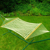 Deluxe Single Cotton Rope Hammock with Stand