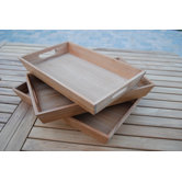 Rectangular Teak Serving Tray (Set of 3)