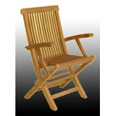 Solid Teak Classic Folding Dining Arm Chairs (Set of 2)