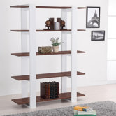 Ellise Bookcase/Display Stand in Matte Walnut and White