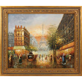 Paris Sunset Hand Painted Oil Canvas Art with Frame