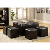 Verano Leatherette 5 Piece Coffee Table Set
